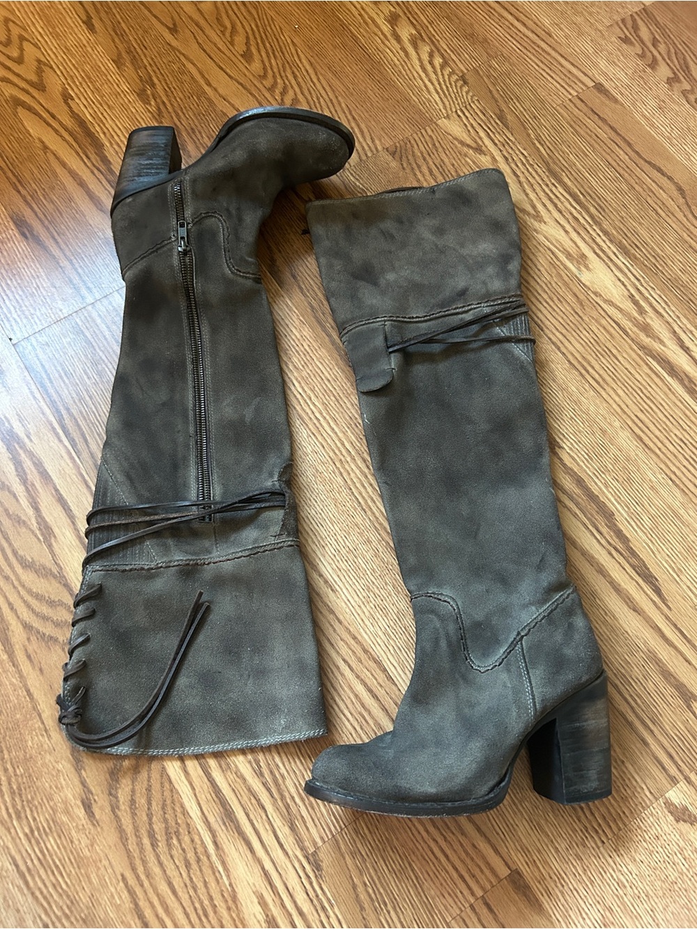 Free bird Tall Suede Knee-High Boots in Olive Gray
